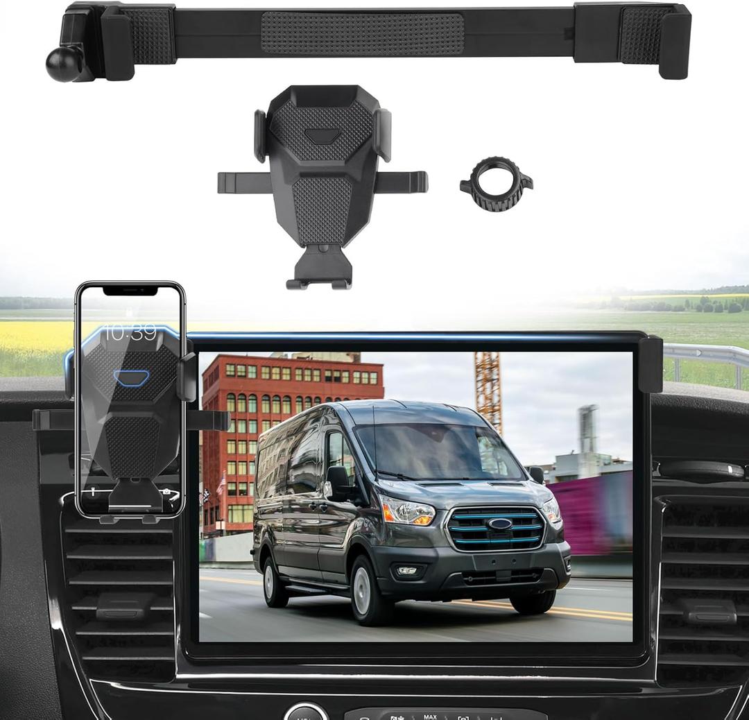 Sunsdrew Car Phone Holder for 2022-2025 Ford E-Transit/23-25 Transit Accessories,Adjustable GPS E-Transit Phone Mount ONLY for 12-inch Screen,Hands-Free Ultra Stable Air Vent Phone Stand Anti-Shake