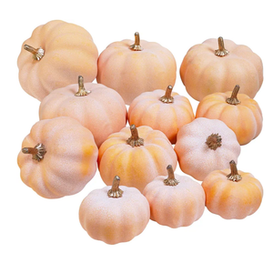 Winlyn 12 Pcs Harvest Orange Artificial Pumpkins Fall Faux Pumpkins Light Orange Decorative Pumpkins Fake Foam Pumpkins for Thanksgiving Party Halloween Autumn Wedding Centerpiece Table Wreath Décor