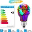 Lpraer 3 Pack Edison Stained Glass LED Light Bulb E26 Base A60 3.5W LED Colored Light Bulbs for Table Lamp, Chandelier, Floor Lamp, Wall Sconces