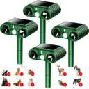 2026 Upgraded Solar Ultrasonic Animal Repellent Outdoor,Deer Repellent Devices Waterproof,Motion Activated Cat Repellent Outdoor,Squirrel Raccoon Skunk Rabbit Dog Bird Deterrents for Yard (4 Pack-02)