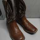 IUV Cowboy Boots For Men Square Toe Western Boot Durable Retro Classic Embroidered Pull On Boot Slip Resistant Country Boots Size 10, Dark Brown