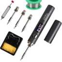 Cordless Soldering Iron Kit, Rechargeable USB-C Soldering Pen with OLED Screen, Portable Battery Powered Solder Iron for Electronics Repair, Includes 3 Tips & Lead-Free Solder Wire