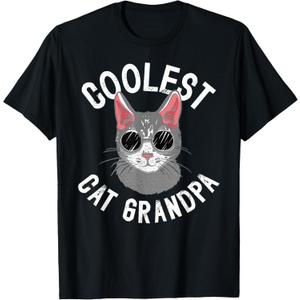 Coolest Cat Grandpa Cat Lover Grandpa Cat Grandfather T-Shirt for Men, Size L