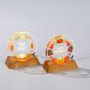 2Pcs Cute Halloween Night Light Decorations, Pumpkin Happy Halloween &Skull Trick or Treat Warm Light with LED Base,Spooky Indoor Desktop Decor(3.5x3.7inch)