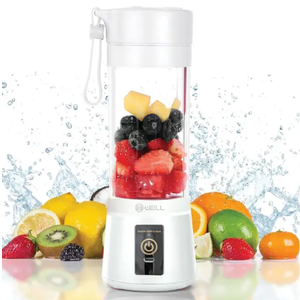 B Well Portable Rechargeable Personal Blender, White, Touch Control, USB Charging 13 Oz