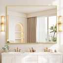 36x48inch Bathroom Mirror, Gold Rectangle Mirror with Thin Metal Frame, Large Rectangular Wall Mirrors for Bathroom, Living Room, Hair Salon, Big Farmhouse Mirror Hang Horizontal/Vertical