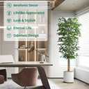 HAIHONG 2Packs 6FT Artificial Ficus Trees with Realistic Leaves and Natural Trunk, Faux Ficus Tree with Sturdy Plastic Nursery Pot, Fake Ficus Tree for Office Home Farmhouse for Indoor Outdoor Decor