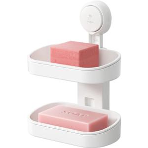 TAILI Double Layer Soap Dish Suction Cup Soap Holder, Strong Sponge Holder for Shower, Bathroom, Tub and Kitchen Sink, Drill-Free, Removable (5.8" * 3.7" 2 Tier, White) TAILI Double Layer Soap Dish Suction Cup Soap Holder, Strong Sponge Holder for Shower, Bathroom, Tub and Kitchen Sink, Drill-Free, Removable (5.8" * 3.7" 2 Tier, White)