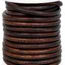 GENIQUE Real/Genuine Round Leather String Cord for Necklace, Bracelets, Jewellery, Braiding (2mm, Antique Brown Distressed)