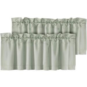 H.VERSAILTEX Blackout Valances for Windows,Sage Green Kitchen Window Valance Curtains for Living Room/Bedroom/Bathroom Privacy Decorative Rod Pocket 2 Panels52" W x 18" L, Light Sage