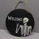Halloween Decorations Wreath Halloween Skull Welcome Door Sign Front for Door Decoration, Rustic Wooden Holiday Decor for Front Door Porch Window Wall Farmhouse Indoor Outdoor