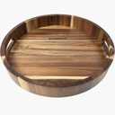 Acacia Wood Lazy Susan - 12 Inch Wooden Turntable Organizer for Kitchen Counter, Dining Table, Countertop - Rotating Serving Tray with Raised Edges - Natural Wood Finish