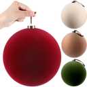 Weysat 4 Pcs 8 Inch Extra Large Velvet Christmas Ball Ornaments Set Flocked Holiday Ornaments Giant Velvet Xmas Balls for Christmas Tree Festive Indoor Display Holiday Party (Earth Tones Mix)