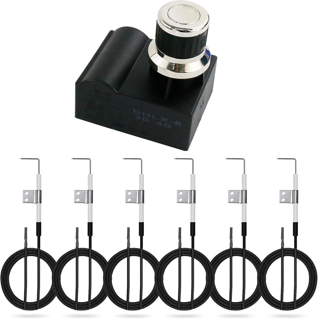 Uniflasy DHL-128-6Q Universal 6 Outlets Tact Push Button Grill Ignitor Kit for Home Depot Nexgril 720-0830H, 720-0830D,720-0888,720-0888N and Most Nexgrill Grill Models