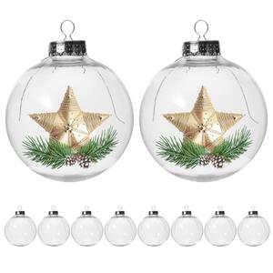 BESPORTBLE 10 Pcs Clear DlY Fillable Ornaments Balls, 4 Inch Transparent Fillable Tree Ornaments with Removable Top, Plastic Round Hanging Balls for Xmas Tree Holiday Home Party Decor DIY Crafts