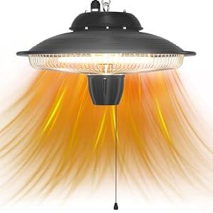 Hanging Patio Heater 1500W/750W, IP34 Waterproof Electric Patio Heater, Ceiling Mount Heater Infrared Gazebo Heater, Heater for Garage Indoor Outdoor Use for Porch Balcony
