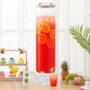 FillTouch 5 Gallon Glass Drink Dispenser with Acrylic Base and Acacia Wood Lid, Large Glass Drink Beverage Dispenser with Stainless Steel Spigot for Parties, Wedding, Anniversaries, Lemonade, Iced Tea