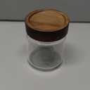 13.5 fl oz/400 ml Glass Jar with Airtight Wooden Screw Top Lid, Clear Stackable Food Storage Canister, Small Cute Decorative Glass Container for Coffee, Candy, Cookie, Sugar, Oatmeal, Salt