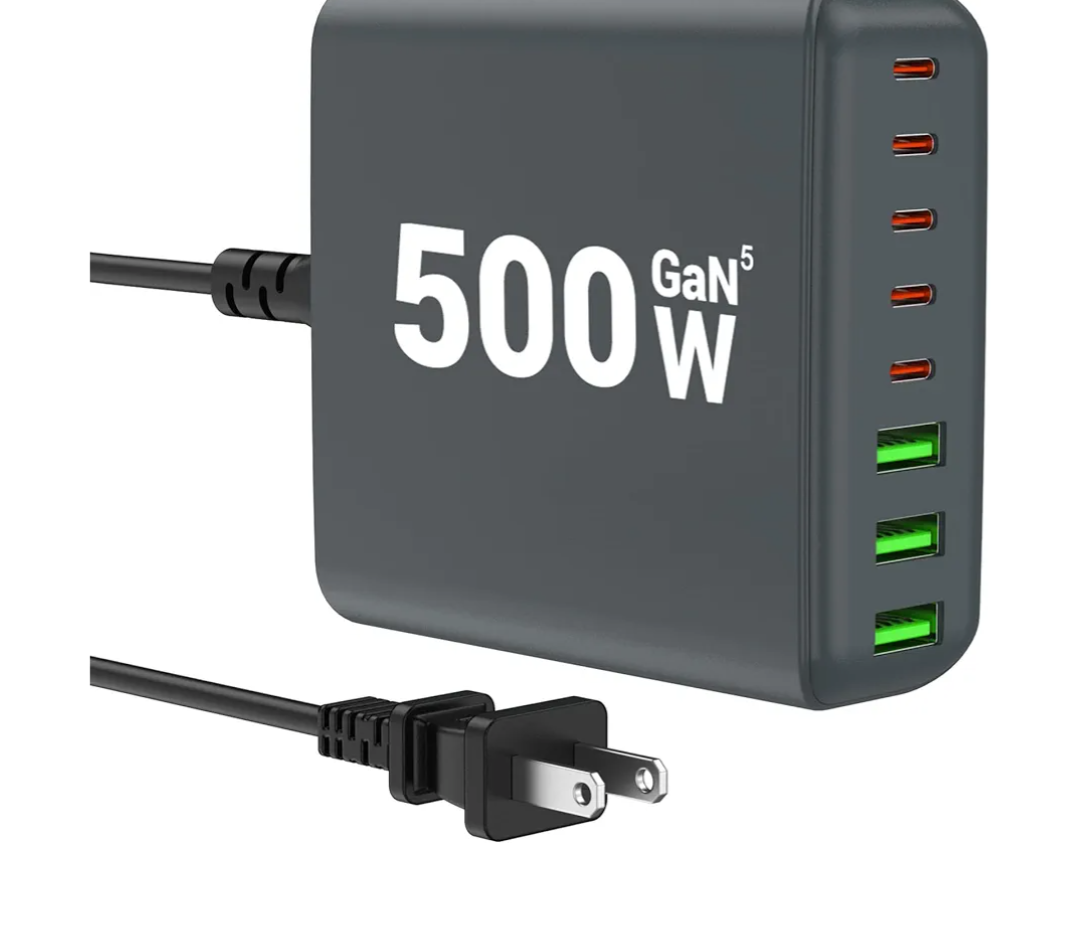 500W USB C Charger Block, 8-Port USB C Charging Station Fast Charging PD 120W PC Laptop Charger Adapter Compatible with MacBook Pro/ Air/ All iPad, DELL, iPhone 16/ 15/ 14/ 13/ Pro Max/ Galaxy