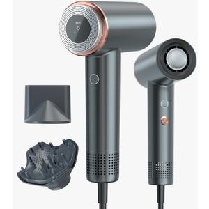 Rukebas Professional Ionic Hair Dryer 1400W with Diffuser & Concentrator  4 Speed/Heat Settings, Lightweight Fast Drying for Home Travel, Includes Brush Head & Replacement (120V 1.4kW)