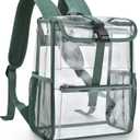 Mildbeer Clear Stadium Backpack for Sports Events & Concerts - 12x12x6 Compact PVC Flap Backpack with Multi-Pocket Design, Green