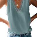 BLENCOT Women Tank Tops V Neck Sleeveless Lace Blouse Casual Vest Summer Camisole Shirts (Green, S)