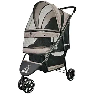 ROODO Escort 3 Wheel Dog Cat Pet Stroller for Small/Medium Dogs Cats Best Lightweight Foldable Portable Compact Jogger All Terrain Travel Pet Gear System Puppy Doggie Bunny Kitty Stroller(Grey)