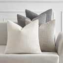 MIULEE Timeless Neutral Euro Sham Pillow Covers 24x24 Set of 4 Mid Century Modern Grey Throw Pillows Rustic Corduroy Couch Pillowcases Nordic Home Decor for Sofa Living Room Bed