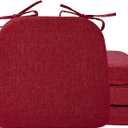 Ruqmuis Chair Cushions for Dining Chairs, 2" Thick Seat Cushions for Kitchen Chairs, D-Shaped Chair Pads with Washable Cover, Ties and Non Slip Backing, 17'' x 16'', Set of 4, Red