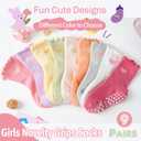 Baby Girls Toddlers Ruffle Grip Socks for Kids Non Slip Anti Skid Frilly Cute Funny Cotton Crew Grippers Socks 9 Pairs (3-5T, Heart)