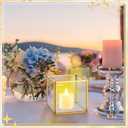 Sliner 6 Set Gold Votive Candle Holders Centerpieces 3.15 x 3.15 Inch Glass Hurricane Wedding Table Decor Gold Terrarium Geometric Lanterns Tealight Candle Holders for Vintage Wedding Table Decoration
