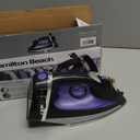 Hamilton Beach Steam Iron for Clothes & Garment Steamer with Smooth Press Stainless Steel Soleplate, 1200 Watts, 8 Retractable Cord, Black (14214)