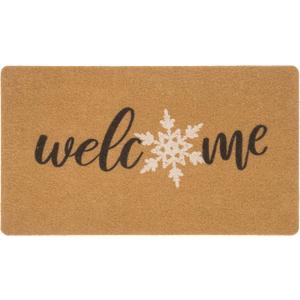 Winter-Welcome-Doormat Outdoor-Entrance Non-Slip Pine Trees Front Door Mat Seasonal Door Mat for Porch Farmhouse 17 x 29 Inch (Snowflake)