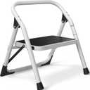 1-Step Ladder Folding Step Stool with Anti-Slip Sturdy and Wide Pedal Stepladder Multi-Use for Home and Kitchen Space Saving (White)