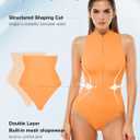 Popilush Orange Swimsuits for Women One Piece Swimsuit Women Tummy Control Shapewear Athletic Zipper Slimming Bathing Suits Padded Outfits (XL, Orange)