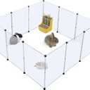 BRIAN & DANY Dog Playpen, Portable Plastic Pet Playpen, Clear Dog Play Pen Acrylic Rabbit Playpen Indoor, 12 Panels Puppy Fence and Guinea Pig for Small Animals- 28 X 20 Inch