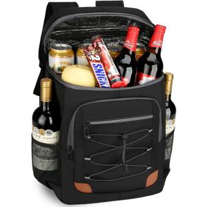 Backpack Cooler Insulated Leak Proof, Lightweight Soft Sided Cooler Backpack for Men Women, Waterproof Beach Cooler Bag Lunch Backpack for Camping Hiking Picnic Fishing Travel Outdoor (36 Cans, Black)