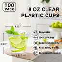 Lamosi 100 Pack 9 oz Clear Plastic Cups, Disposable Cups Wine Cocktail Punch, Sturdy & Food Safe Plastic Cup for Party & Wedding