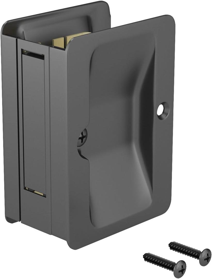 Richelieu Hardware 1700FBPSBC Onward Pocket Door Pull, Passage Lock, 3 1/4 in (82 mm), Rectangular, Black