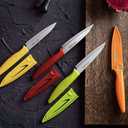 VITUER Paring knife, 4PCS Paring knives (4 Knives and 4 Knife cover), 4 Inch Peeling Fruit and Vegetable Knife, Ultra Sharp Kitchen Knives, German Steel, PP Plastic Handle
