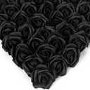 Stemless Rose Artificial Flower Heads, 200Pcs Black 1.97in Foam Roses for DIY Craft Wedding & Baby Shower Decoration