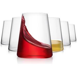 Stemless Wine Glasses Set of 6, Hand Blown Premium Crystal Red White Wine Glass - Modern Drinking Glasses for Women, Men, Wedding, Anniversary, Birthday - 18Oz