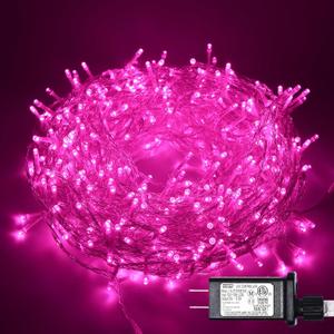 800 Led Pink String Lights Indoor Outdoor Christmas Decorations, 330 Ft 8 Modes Plug in Fairy Lights Pink Valentine Day Room Decor