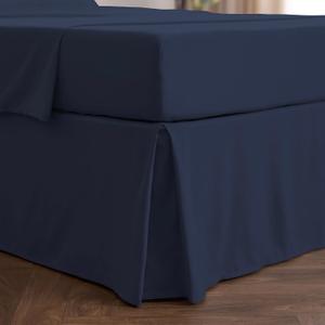 Mellanni Bed Skirt Full Size - Bed Skirting - 15-Inch Tailored Drop Pleated Dust Ruffle - Hotel Luxury Bedding - Wrinkle, Fade, Stain Resistant - 1 Bedskirt (Full, Navy Blue)