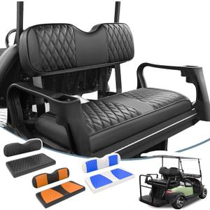 Rosefray Golf Cart Seat Covers for Club Car & EZGO & Yamaha Replace Back/Front seat Cover/Rear Seat Cushions (Black)