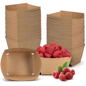 IDL Packaging Pint Berry Basket, Brown (Pack of 100) - Strong and Food-Safe Cardboard Containers for Freezing or Storing Small Fruits - Perfect Farmers Market Supplies IDL Packaging Pint Berry Basket, Brown (Pack of 100) - Strong and Food-Safe Cardboard Containers for Freezing or Storing Small Fruits - Perfect Farmers Market Supplies