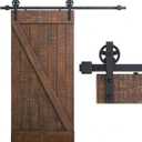 SMARTSTANDARD 6.6 Feet Heavy Duty Sliding Barn Door Hardware Kit, Black, Smoothly and Quietly, Simple and Easy to Install, Fit 36"-40" Wide Panel (Industrial Bigwheel Hangers)