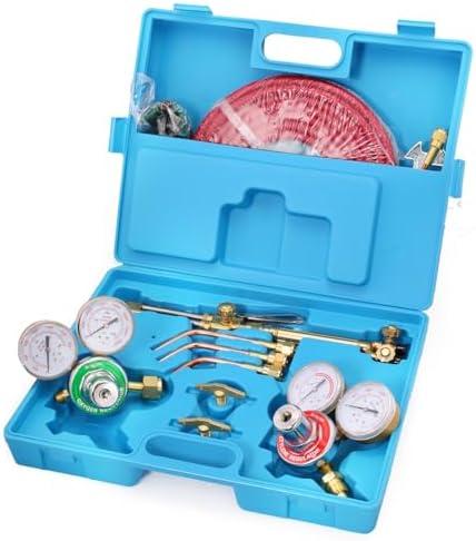 Stark USA Portable Oxygen Acetylene Welder Include Nozzles Cutting Torch, Gauge, Regulators Set With 15'ft Hose, Carrying Case
