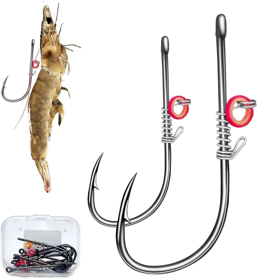 Fishing Hooks-Live Shrimp Fixed Hooks Carbon Steel Barbed with Holes,2/3/4Catfish Bass Fishing Hooks,That Can Adapt to Various Fishing