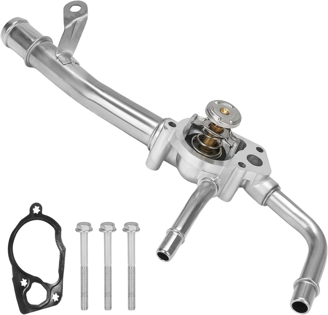 Aluminium Coolant Thermostat Housing Compatible with 09-17 Chevrolet Traverse, 08-17 Buick Enclave, 07-17 GMC Acadia, 07-10 Saturn Outlook Replacement for 12689041 902-692 12599235